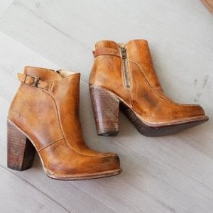Bed Stu Isla tan rustic leather booties